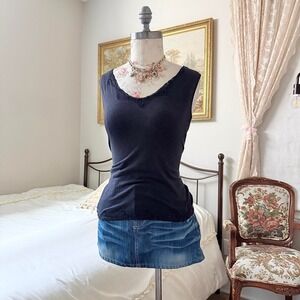 Black Lace Tank  Y2K Apt. 9 black lace trim tank top size small